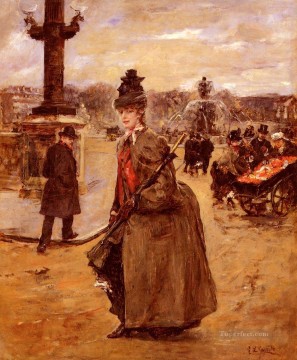 エドゥアルド・レオン・ガリド Painting - エレガンテ コンコルド広場 パリ 女性 エドゥアルド レオン ガリド